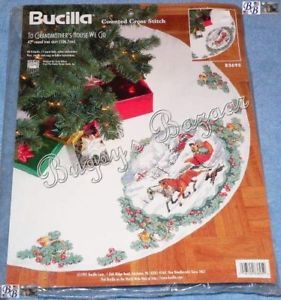 Bucilla to Grandmother's House We Go Counted Cross Stitch Xmas Tree Skirt Kit