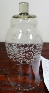 Vintage Floral Etched Crystal Glass Votive Candle Holder Hurricane Shade Globe