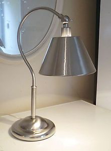 Vintage Bankers Desk Lamp Table Light Classic Brushed Steel Shade Chic BNIB