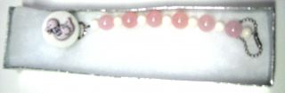 Beaded Pacifier Holder Baby Girl Pacifier Clip Pink