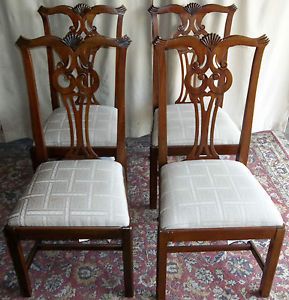 Vintage Lexington Furniture Mahogany Dining Room Upholstered Chairs Set of 4