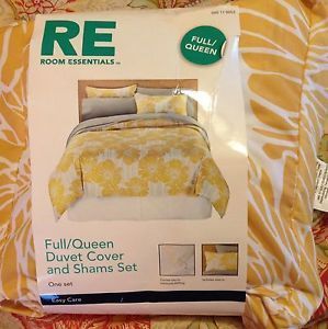 Full Queen Duvet Cover and Shams Set Brand New Yellow Floral Bedding Comforter