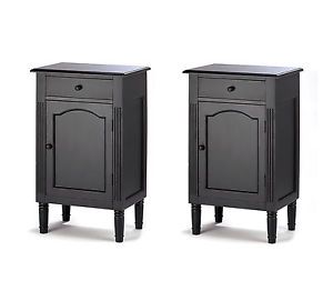 End Tables Set of 2 Antiqued Matte Black Cabinet Side Table Night Stand New