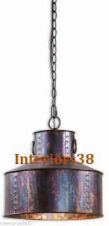 Light Fixture Pendant French Country Distressed Copper Metal Kitchen Chandelier