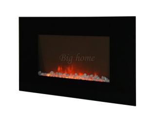Electric Wall Mount Fireplace 36" Glass Pebbles w Remote Control Heater BIG530EP