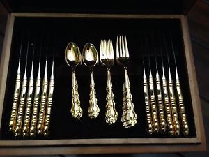 Oneida Community Gold Plated Silverware Set Used Modern Baroque Style