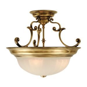 New Dolan 3 Light MD Semi Flush Mount Ceiling Lighting Fixture Antique Brass