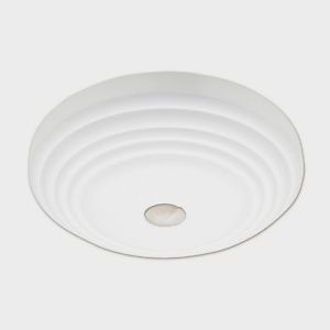 Motion Sensor Fluorescent Flush Mount Ceiling Light Fixture White with Bulbs