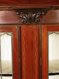 Antique English Mahogany Curio Display Showcase Cabinet