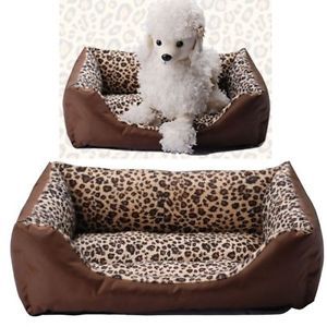Welcomed Washable Pet Nest Kennel Fashion Square Leopard Print Dog House Bed SML