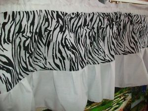 Zebra Animal Print White Black Window Treatment Curtain Bed or Bath Valance
