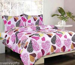 Exotic Animal Print Hearts Design Bed in A Bag Bedding Set Girls Tween Teen 2808