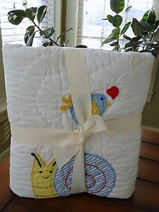 Pottery Barn Kids Baby Boy Cheerful Critter Nursery Bedding Quilt Sham Set New