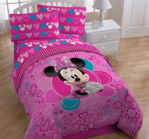 5pc Disney Minnie Mouse Full Bedding Comforter Sheet Set Bed in A Bag USA Seller