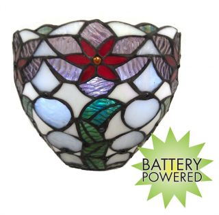Exciting Lighting Battery Powered LED Stained Glass Festive Bowl Wall Sconce