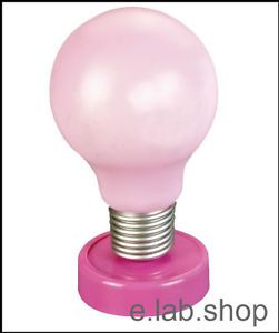 Giant LED Light Bulb Night Lamp Pink Bedside Table Push Light Battery Powered