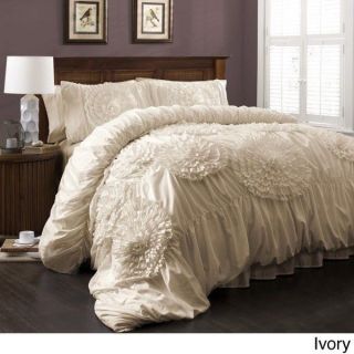 Ruffled Queen Comforter Set Chic Shabby Quilt Bedspread Girls Bedding Off White