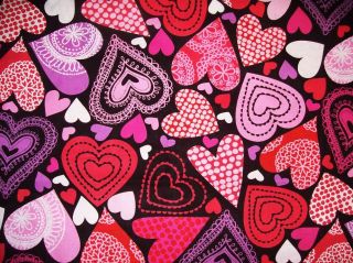 Window Curtain Valance Kids Girl Hearts Pink Purple White Black Valentine