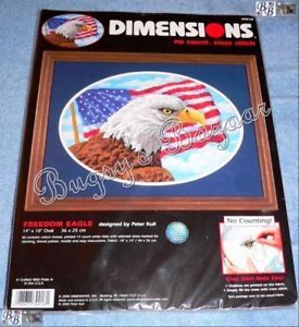Dimensions USA Freedom Eagle Flag No Counted Cross Stitch Picture Kit