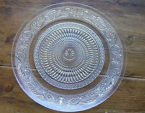 Crystal Clear Industries Trellis Sandwich Plate Pressed Glass Clear Nice