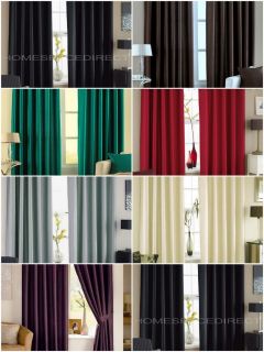 Faux Silk Eyelet Curtains Silver Red Cream Teal Black Purple Brown New