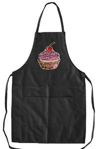 Rhinestone Cupcake Cute Funny Black BBQ Kitchen Chef Baking Baker Cooking Apron