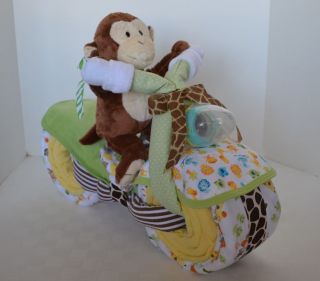 Monkey Diaper Cake Motorcycle Diaper Cake Baby Shower Gift Neutral Centerpiece