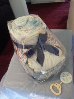 Baby Bootie Diaper Cake Boy Baby Shower Centerpiece Gift