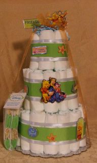3 Tier Diaper Cake Winnie The Pooh Friends Baby Shower Centerpiece NoJo JoJo