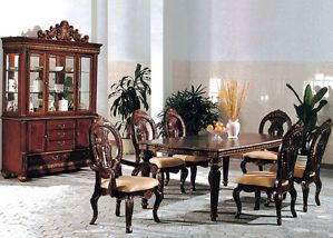 7pc Traditional Formal Cherry Wood Dining Room Table Chairs Set Furniture