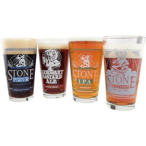Libbey Stone Brewing Co Beer Glass Pint Set of 4 16 oz Home Bar Drinkware