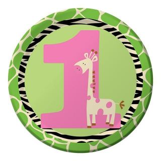Wild at One Giraffe 1st First Birthday Party Lunch Plates x 8