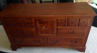 Ethan Allen Country Crossings Solid Maple Long Dresser Chest of Drawers