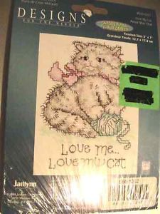 Janlynn Love Me Love My Cat Stamped Cross Stitch Kit NIP