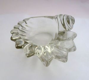 Retro Clear Crystal Glass Shell Dish Art Vannes Made in France