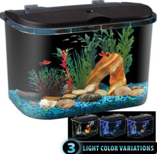 Aquarium Fish Tank Rounded 5gal Acrylic Starter Fresh Salt Kit w LED Filter