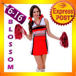 I5 Ladies Glee Cheerleader School Girl Fancy Dress Uniform Party Costume Outfit