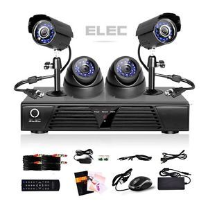 Elec 4CH CCTV H 264 Security DVR 4 Night Vision Surveillance Cameras System Kit