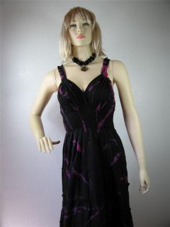 New Lapogee Women Tye Dye Black Dark Pink Maxi Dresses