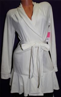 S M L Juicy Couture Authentic Velour Robe Shower Wrap Belt Ivory White Angel