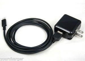 5W Foldable AC Power Adapter Wall Charger 6ft Long USB Cable Black for iPhone 5