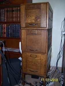 Antique Arts Crafts Mission Solid Oak Shaw Walker Stacking File Cabinet