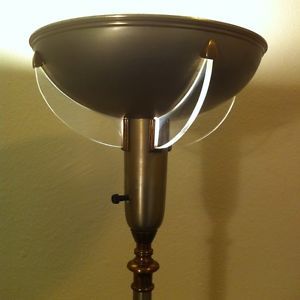 Vtg Floor Lamp Art Deco Antique Retro Light Gilbert Rohde Atomic Lucite Silver