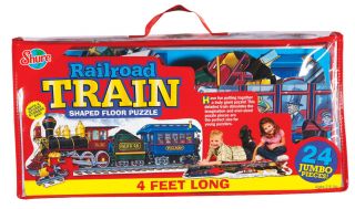 Train Shaped Floor Puzzle 24 Oversized Jumbo Wooden Pieces Over 4 Feet Long