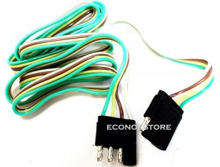 5 ft 4 Way Flat Trailer Light Wire Extension Cord Plug Long Wire