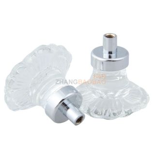 ZH2A 8pcs Flower Style Pull Handles Clear Crystal Glass Drawer Cabinet Knob 35mm