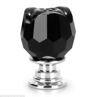 8x Black Crystal 22mm Glass Door Knobs Pull Cabinet Drawer Kitchen Handles Top