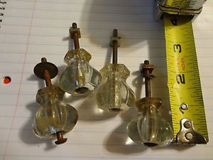 Vintage Antique Crystal Clear Glass Drawer Knobs Pulls Cabinet Furniture Used