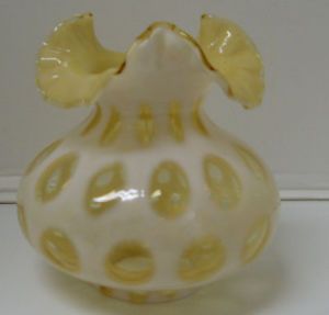 Vintage 7" Fenton Glass Honeysuckle Opalescent Coin Dot Lamp Shade