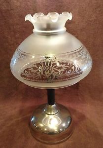 Antique 1919 Coleman Quick Lite Gas Table Lantern Light w Oil Lamp Glass Shade